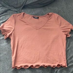 Pink ribbed shirt